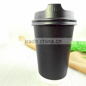 16oz Black Disposable Single Wall Hot Drinks Coffee Paper Cups With Lid thumbnail-1