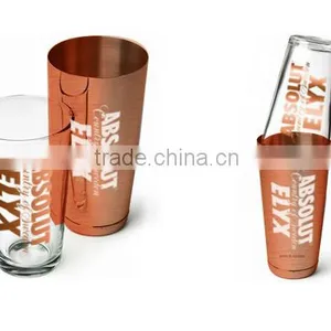 750ML New Design Full Color Decorated Stainless Steel and Glass Cocktail BOSTON Shaker thumbnail-4