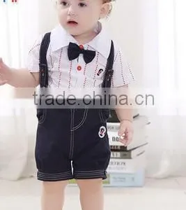 New Kids Summer Clothes Boy Girl Baby Baby Bib Shorts T-shirt Gentleman Two Piece thumbnail-1