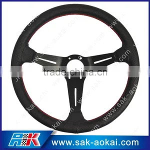 Black Leather Red Stitch Car Steering Wheel Auto Steering Wheel thumbnail-1