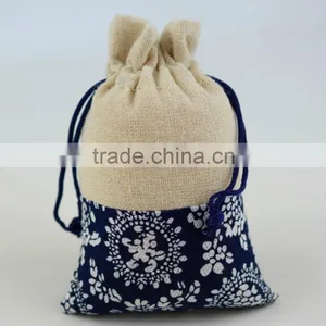 Fashion Spliced Jute Drawstring Bag China Factory Supplier's Choice thumbnail-3