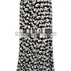 Black Floral Printed Skirt thumbnail-1