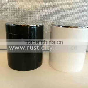 Black Marquina Large Candle Vessel, Large Marble Candle Jars thumbnail-5