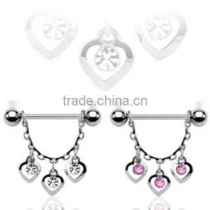 Heart Shaped Nipple Ring Stainless Steel Nipple Piercing thumbnail-1