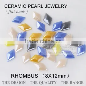 Ceramics Pearl 8*12mm Rhombus Flat Back Ceramic Rhinestone Factory Direct on Sales thumbnail-1