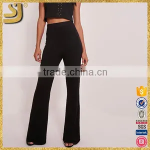 Custom Hot Sexy Slimming Women Stretch Pants, New Arrival Women Black Flared Trousers thumbnail-6
