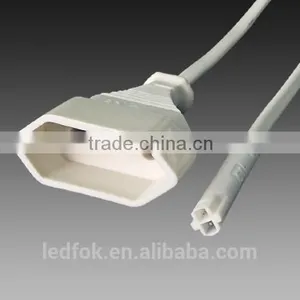 uk 3 Pin to Europe 2 Pin Adaptor Plug Output Led Electrical 2 Pin Male Plug Cable Connectors White With Euro Socket thumbnail-1