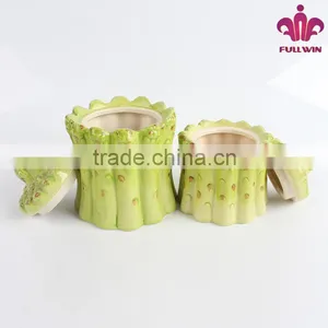 Factory Price Ceramicware Ceramic Canister With Bamboo Sprout Design thumbnail-2