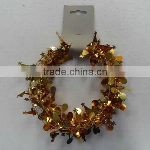HOT SALE 9 Feet Copper Metallic PVC Holidays Wire Tinsel Garlands w/ Party Caps Design thumbnail-1