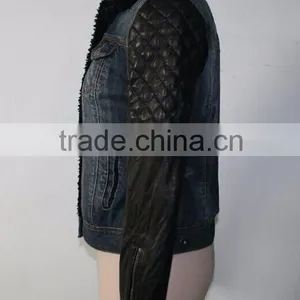 High Quality Women PU Winter Coat Jeans Jacket Fashion Style thumbnail-1