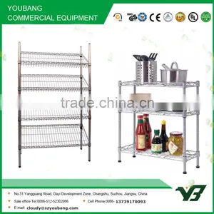 2015 Hot Sell NSF 48x14 Inch Light Duty 4 Layer Chrome Slant Shelf, Wire Book Shelf (YB-WS054) thumbnail-1