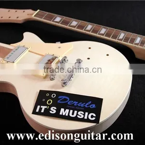 DIY Electric Guitar Kits With Hardware Solid Mahagany Body Tiger Maple Top MX-002 thumbnail-3