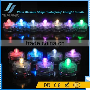 12Pcs Colorful Plum Blossom Shape Mini Submersible Waterproof Tea Lights Decorative Candle thumbnail-1
