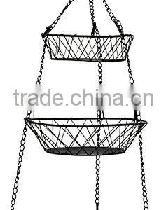 3-Tier Round Iron Hanging Basket thumbnail-2
