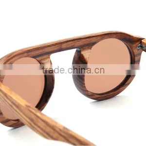 New Style Handmade Natural Bamboo Wood Round Frame Wooden Sunglasses for Women thumbnail-5