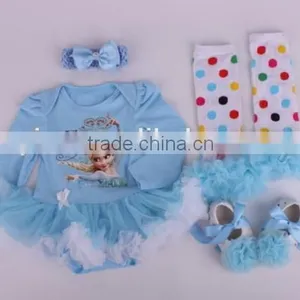 Children Frocks Flower Tutu Dress Cotton Long Sleeves Flower Tutu Dress thumbnail-4