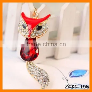 2014 Hot Selling Animal Rhinestone Crystal Fox Key Chain, Gift Bag Pendant ZTKC-158 thumbnail-1