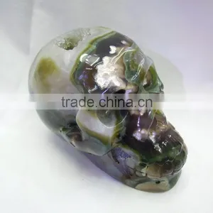 100% Natural Tiger Eye Crystal Skull Carving Crystal Healing Crystal Stone Skull With Geode Good for Collection thumbnail-4