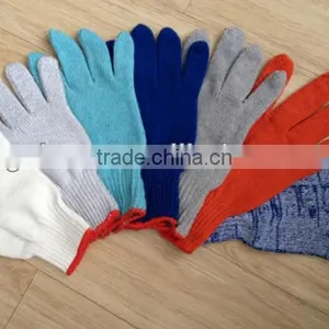 2013 Cotton Knited Nature Bleached White Working Safety Gloves With Custom Made thumbnail-1