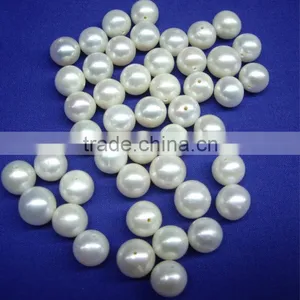 Genuine Nearly Round White Loose Pearls With Hole thumbnail-1