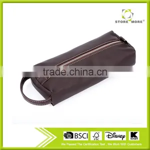 Store More Customized Logo Brown Leather Handled Cosmetic Zipper Bag thumbnail-1