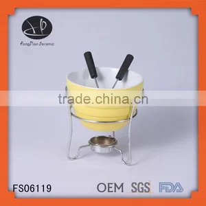 Ceramic Chocolate Fondue Pot With Iron Stand,cheese Fondue Pot thumbnail-1