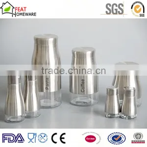 Metal Covered Glass Seasoning Salt Pepper Canister Storage Jar thumbnail-1