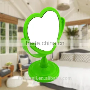 Plastic Colourful Double Heart-shaped Magnifying Cosmetic/ Table Mirror thumbnail-1