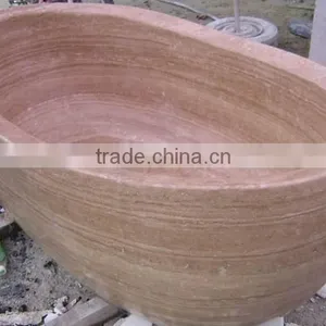 Half Hand Carved Freestanding Stone Bathtub thumbnail-5