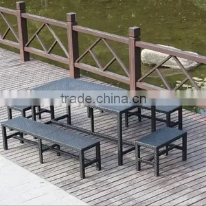 Aluminum Frame Rattan Table and Chair Dining Set for Garden thumbnail-4