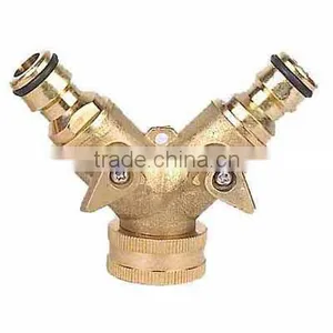 High Quality Brass 2 Way Quick Hose Splitter With Valve thumbnail-1