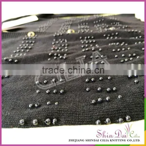Factory Directly Wholesale Girl v Neck Knitting Sweater Coat With Peal thumbnail-5