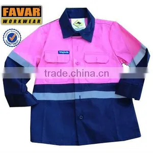 Kids Student Pink Reflective Tapes FR Safety Hivis Shirt thumbnail-1