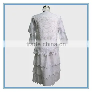 Ladies Wholesale Leaves Pattern Embroidery Cutwork Church Dresses Suits thumbnail-6