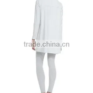 Scoop Neckline Longline Women's Tees/Hem Falls to Upper Thigh Loose Fit t Shirt for Ladies thumbnail-3
