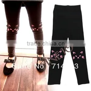 New Cotton Cute Baby's Girl's Leggings Little Cat Ankle-length Pants Leggings Black Plus Size 13759 thumbnail-1