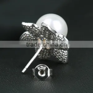 Fashion Korean Design Natural Pearl Earrings, 925 Silver Natural Flawless Pearl Stud Earrings thumbnail-2