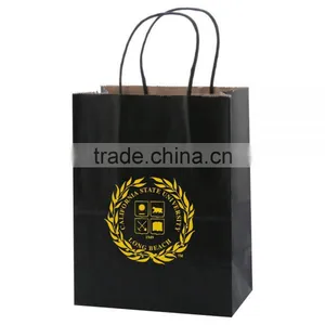 USA Made Solid Tinted Kraft Shopping Bag - Made of Recycled Kraft, Dimensions Are 8" x 4.75" x 10.5" and Comes With Your Logo. thumbnail-5