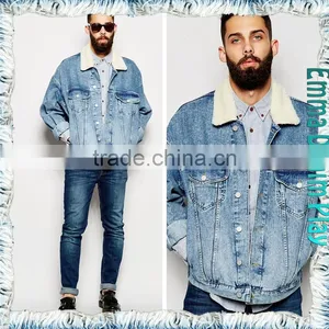 New 2015 Fashion Design Men Fleece Denim High Quality Cotton Outerwear Jackets thumbnail-2