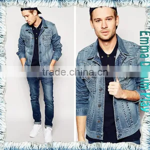 2016 Mens Pale Blue Bomber High Quality Fashion Style New Denim Jackets for Spring-Summer thumbnail-3