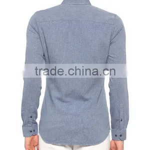 Indigo Solid Skinny Long Sleeve Buttoned Shirt thumbnail-2