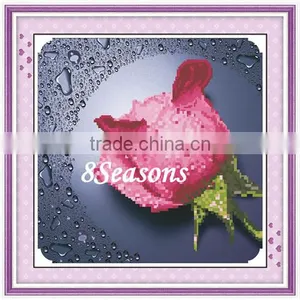 Handmade Pink Flower Pattern Embroidery Diamond Painting DIY Kit Cross Stitch For Living Room 34cmx5cm thumbnail-1