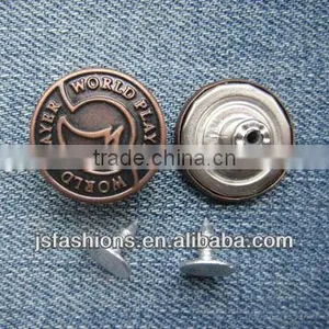 Letter Printed Rust Color Brass Jeans Button, Fashion Brass Shank Button for Denim Clothes thumbnail-1