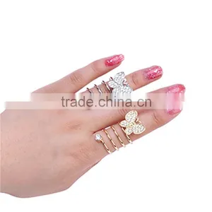Gold&Silver-plated Rhinestone Butterfly Wrap Around Spiral Rings thumbnail-1