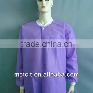 Disposable Purple PP Medical Supply Work Clothes With Knitted Collar and Cuff thumbnail-1