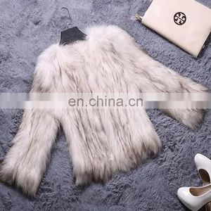 Solid Color Winter Fashion Hand Made Fur Overcoat Raccoon Fur Outer Wear thumbnail-5
