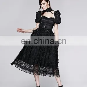 Punk Rave Gothic Black Choker With Attached Puffed Short Sleeves S-147 thumbnail-5
