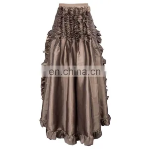 Belle Poque Steampunk Retro Victorian Beaver Punk Cincher Lace up Long Ruffle Open Pencil Skirt BP000206-2 thumbnail-2