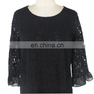 2017 Latest Korea Style Black Color Elegant Lace Three Quarter Sleeve Party Dress Evening Wear thumbnail-6
