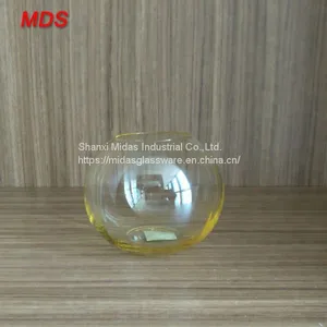 Round Yellow Small Glass Fish Bowl Vase for Flowers thumbnail-5